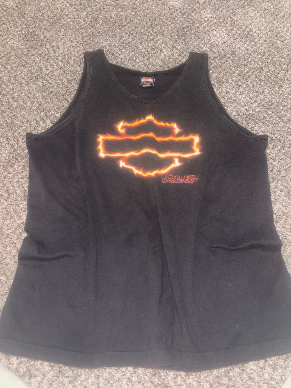 Harley-Davidson Black Tank Top with Orange Flame Logo